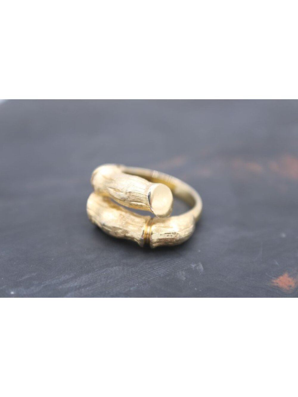 Napier Basic Bamboo Bypass Wrap Style Ring Sz 5.5 Textured Brutalist Vintage 70s